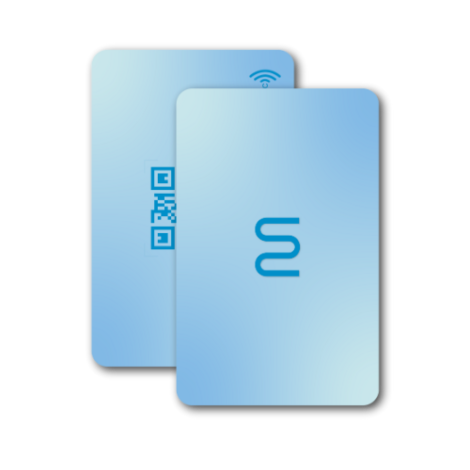 Tarjeta de visita Midoble por NFC en azul