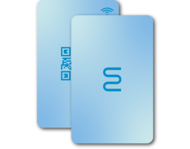 Tarjeta de visita Midoble por NFC en azul